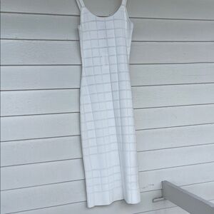 SOLID & STRIPED White Checkered Midi Dress